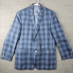 Lauren Ralph Lauren 100% Linen Plaid Blazer Jacket Quiet Luxury Old Money Sz 42R